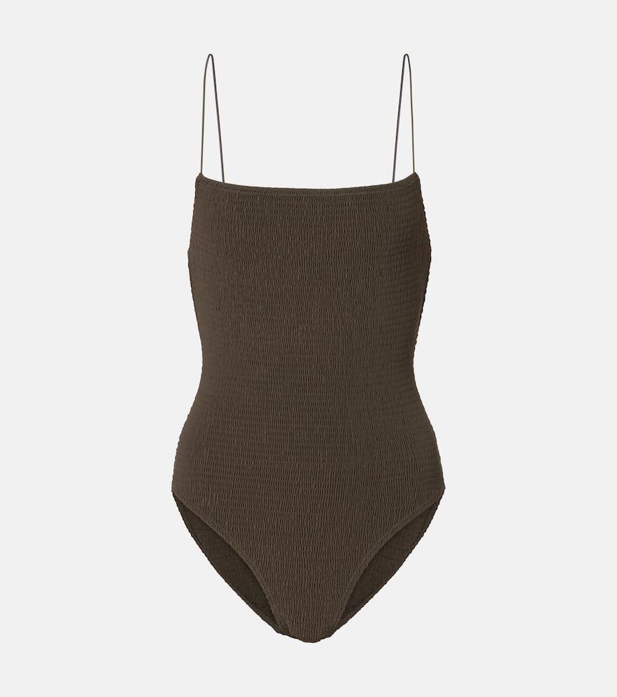toteme shirred jersey swimsuit