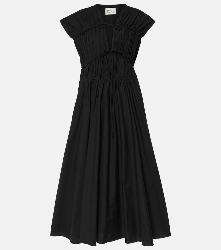 tove ceres gathered cotton midi dress