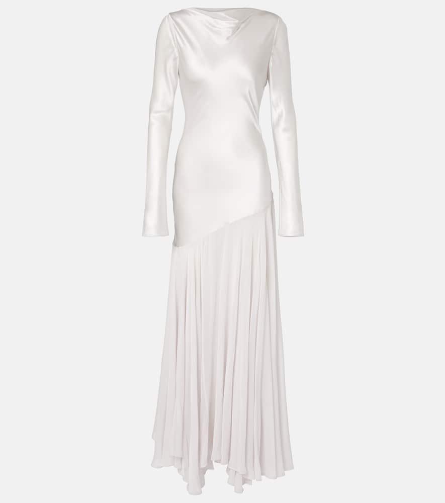 tove cordelia silk satin and chiffon maxi dress