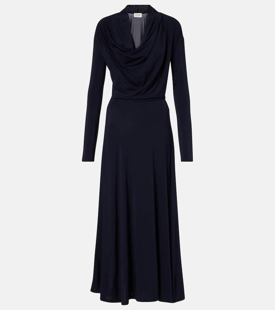 tove eadan draped jersey midi dress
