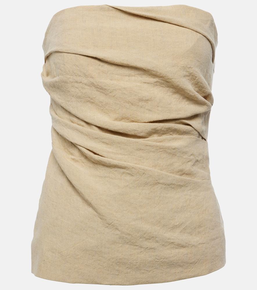 tove izel strapless linen top