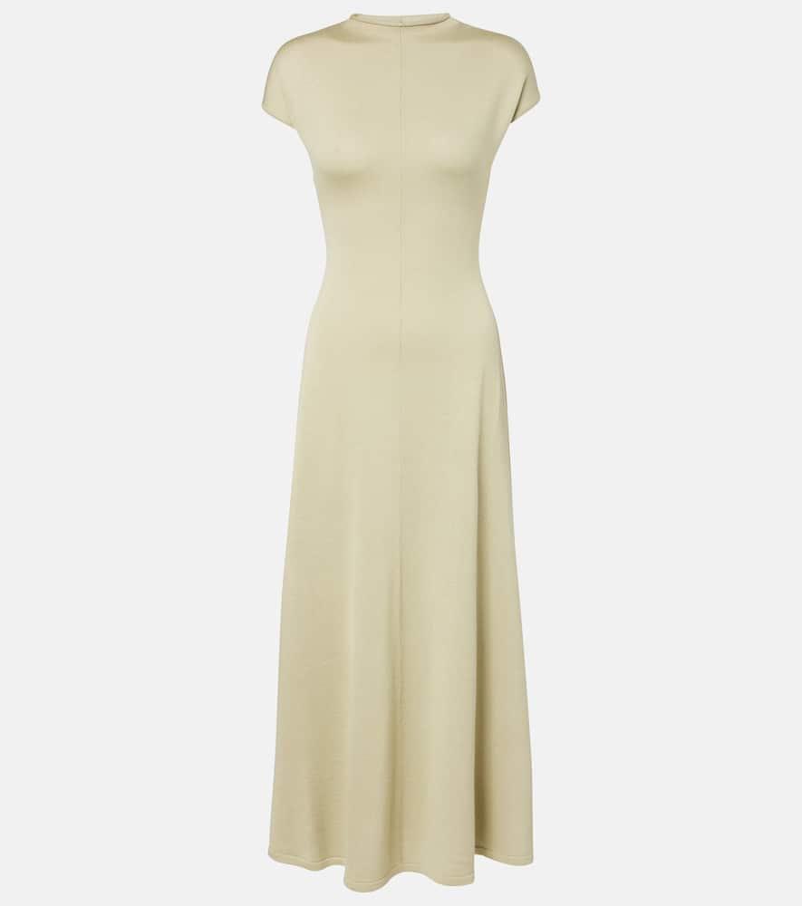 tove lenore knitted wool and silk midi dress