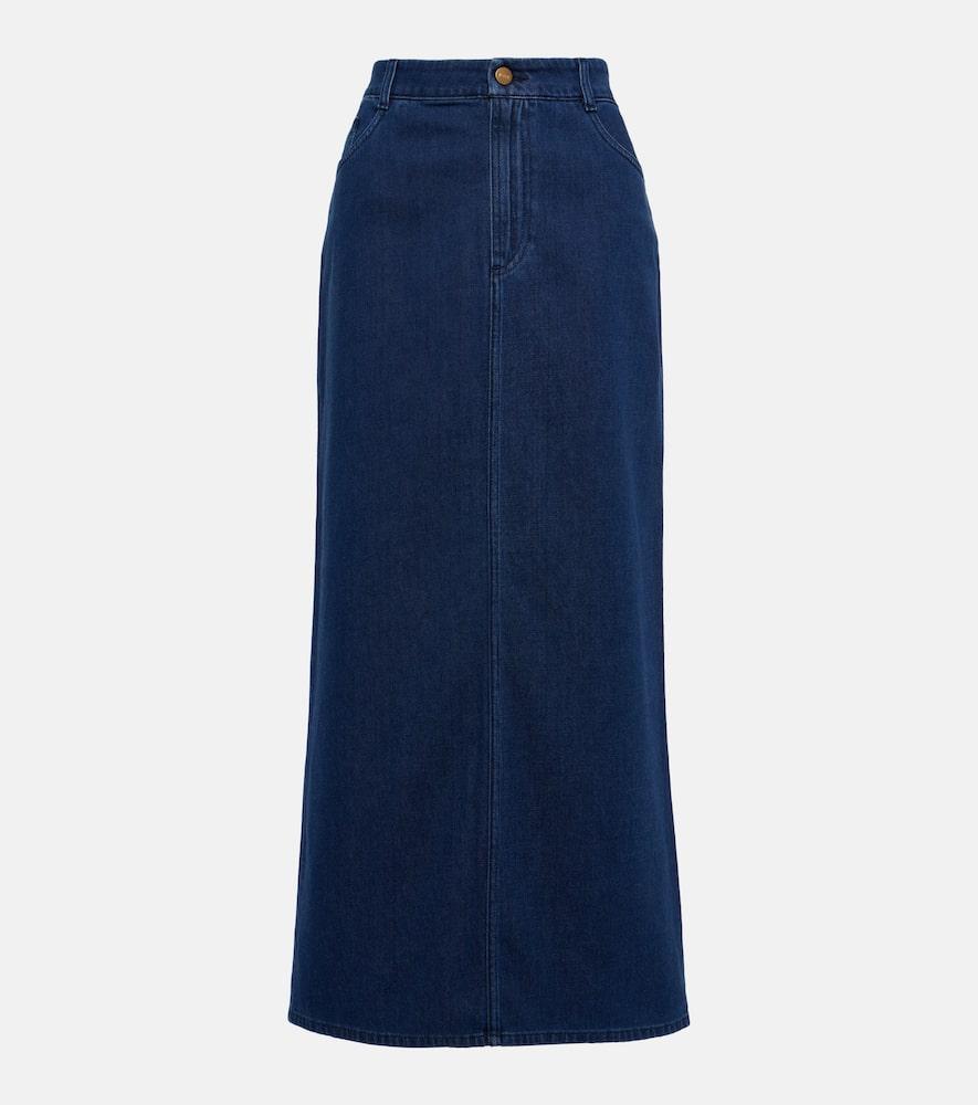 tove sera denim midi skirt