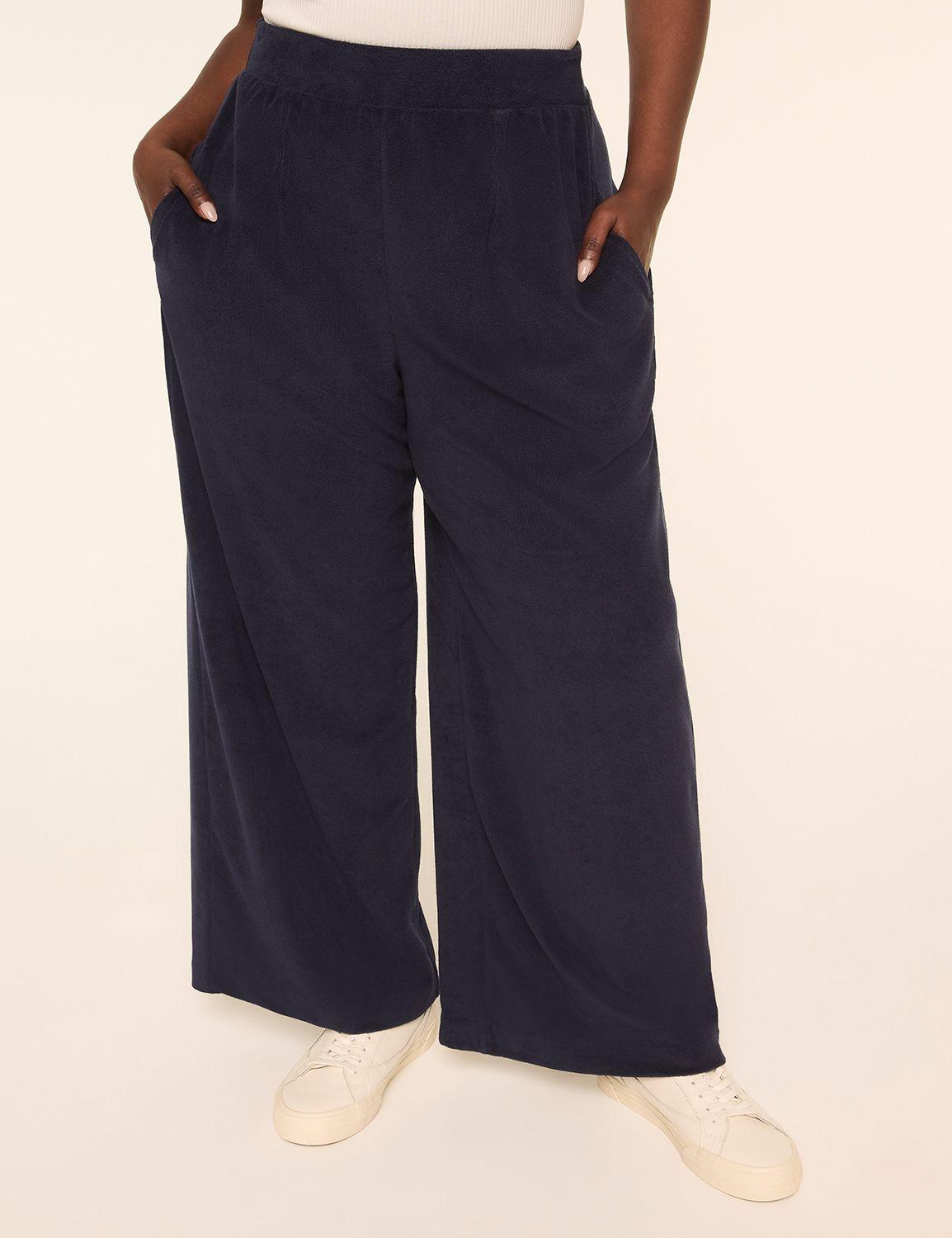 towel terry pull-on wide leg pant