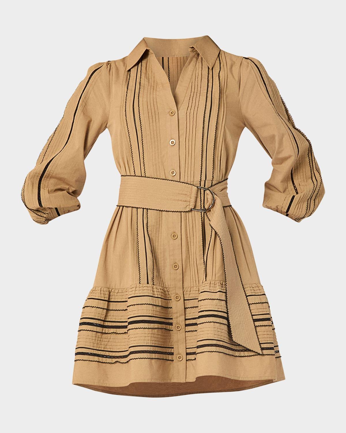 towns pintuck flounce cotton mini dress