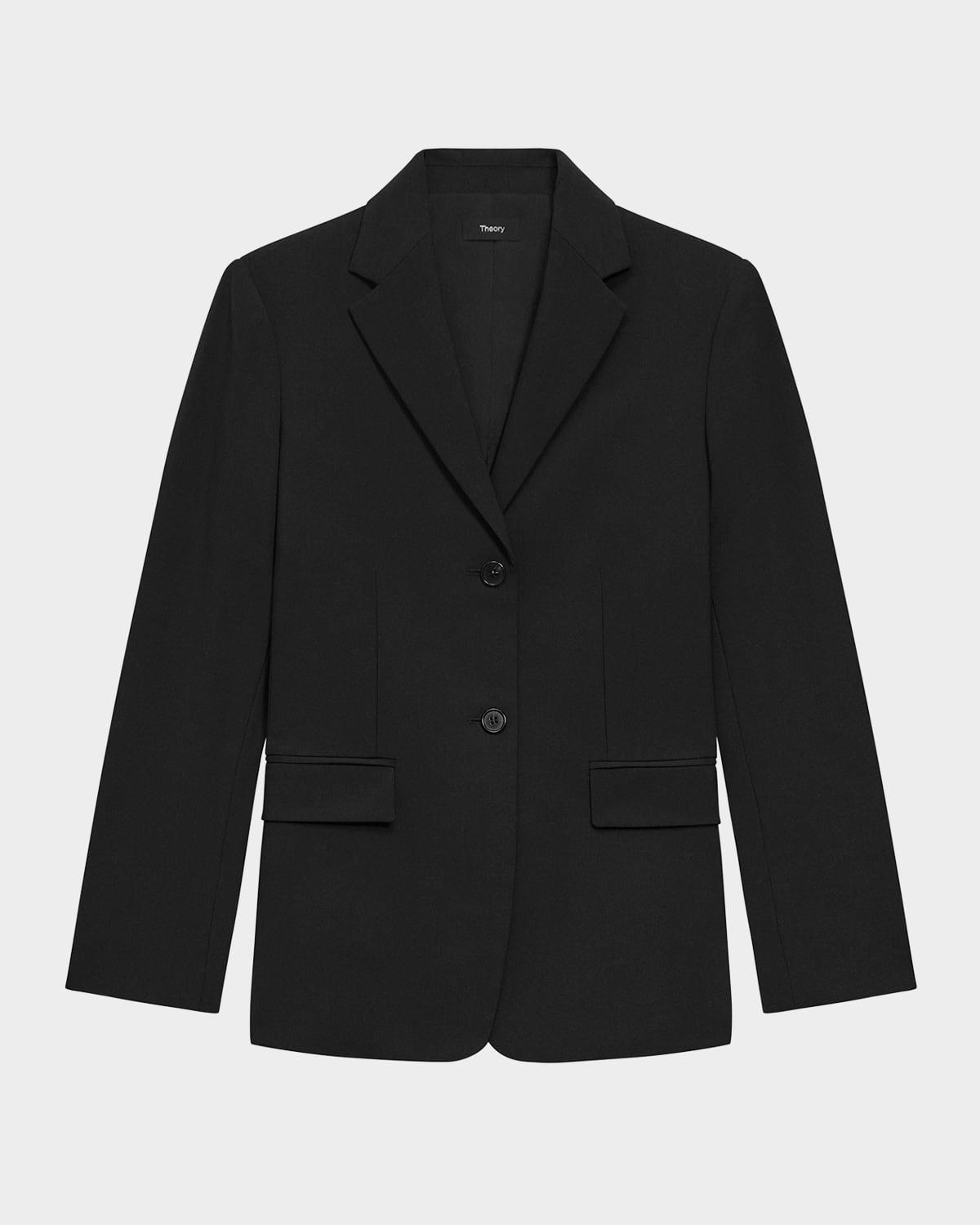 traceable wool slim single-breasted blazer