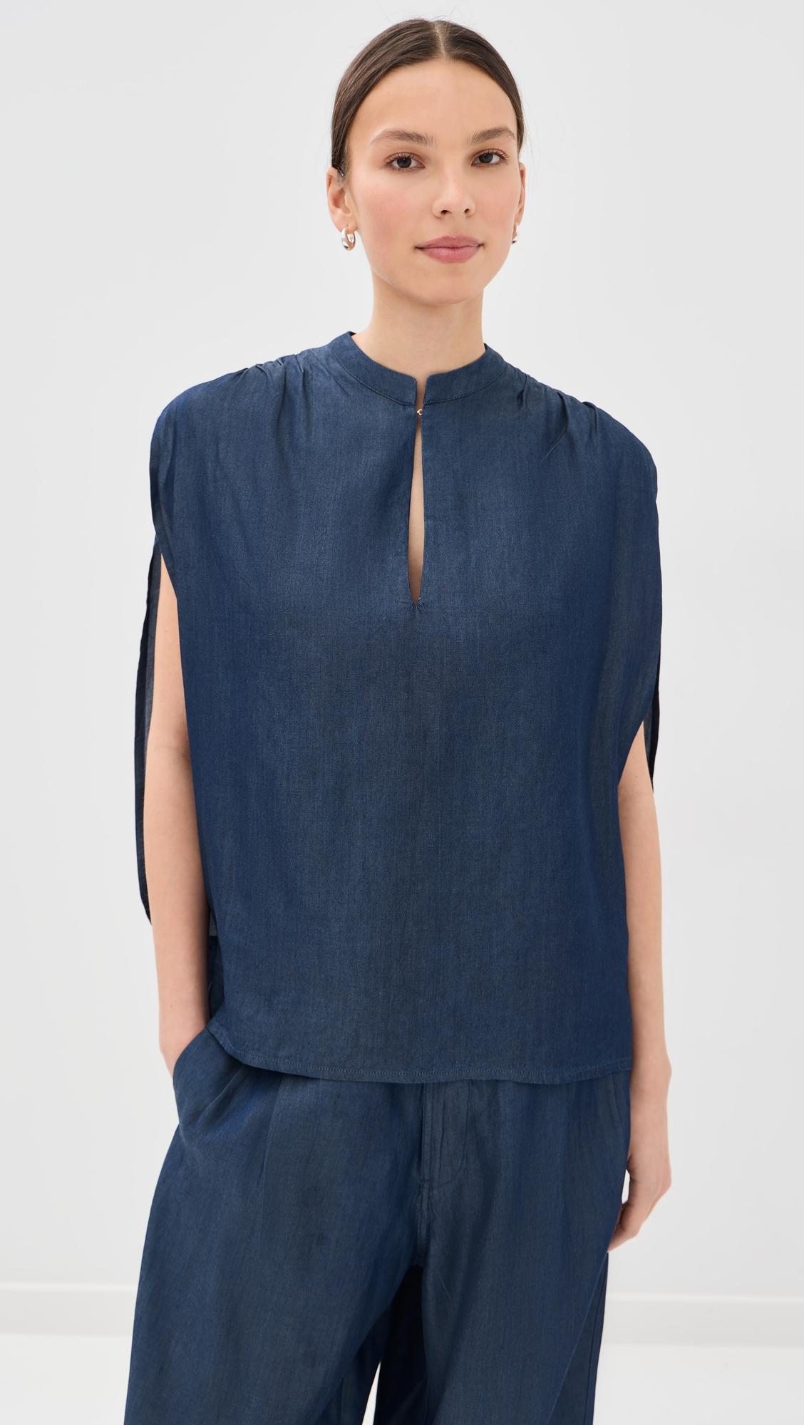 tracy chambray sleeveless blouse