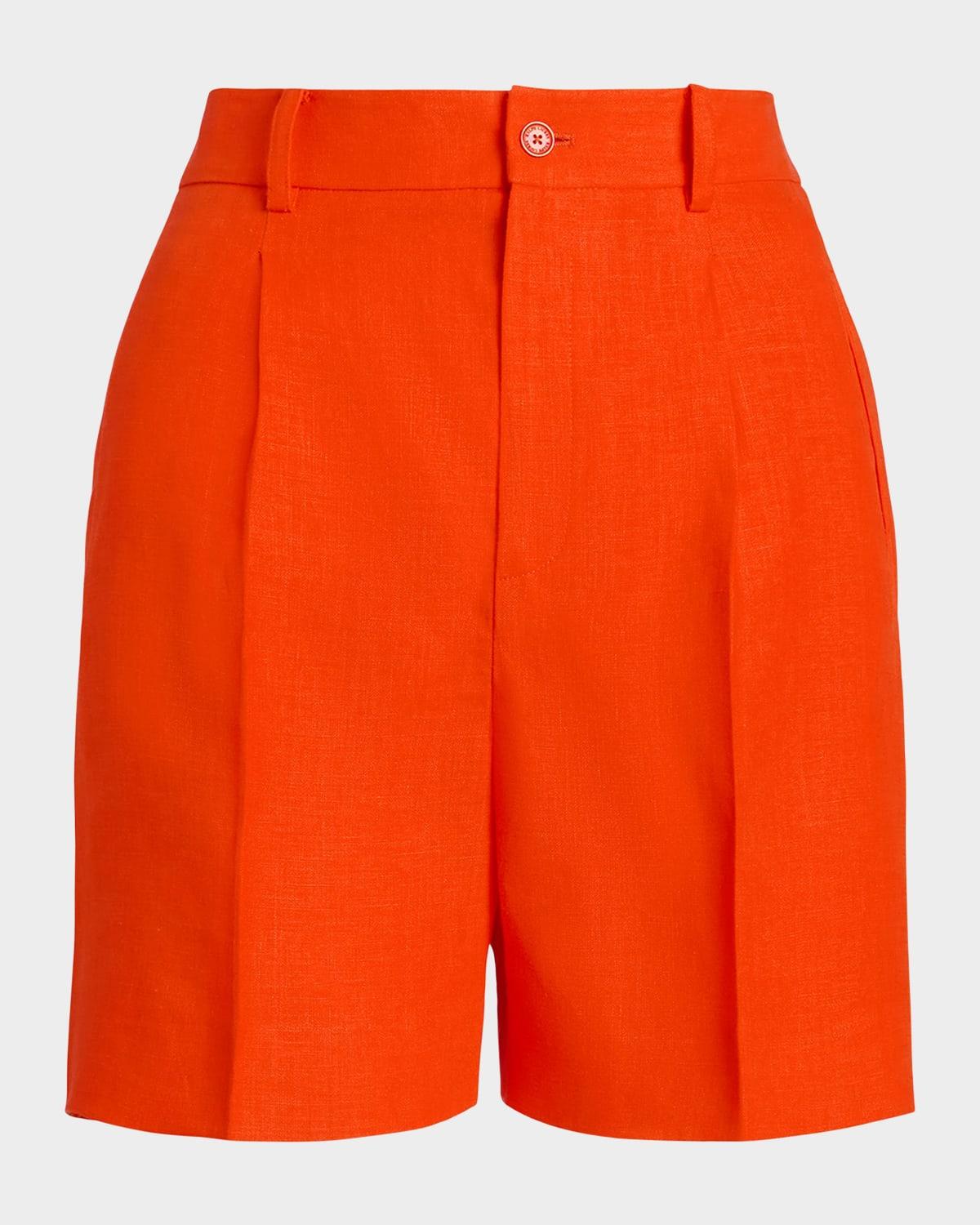 tracy pleated linen shorts