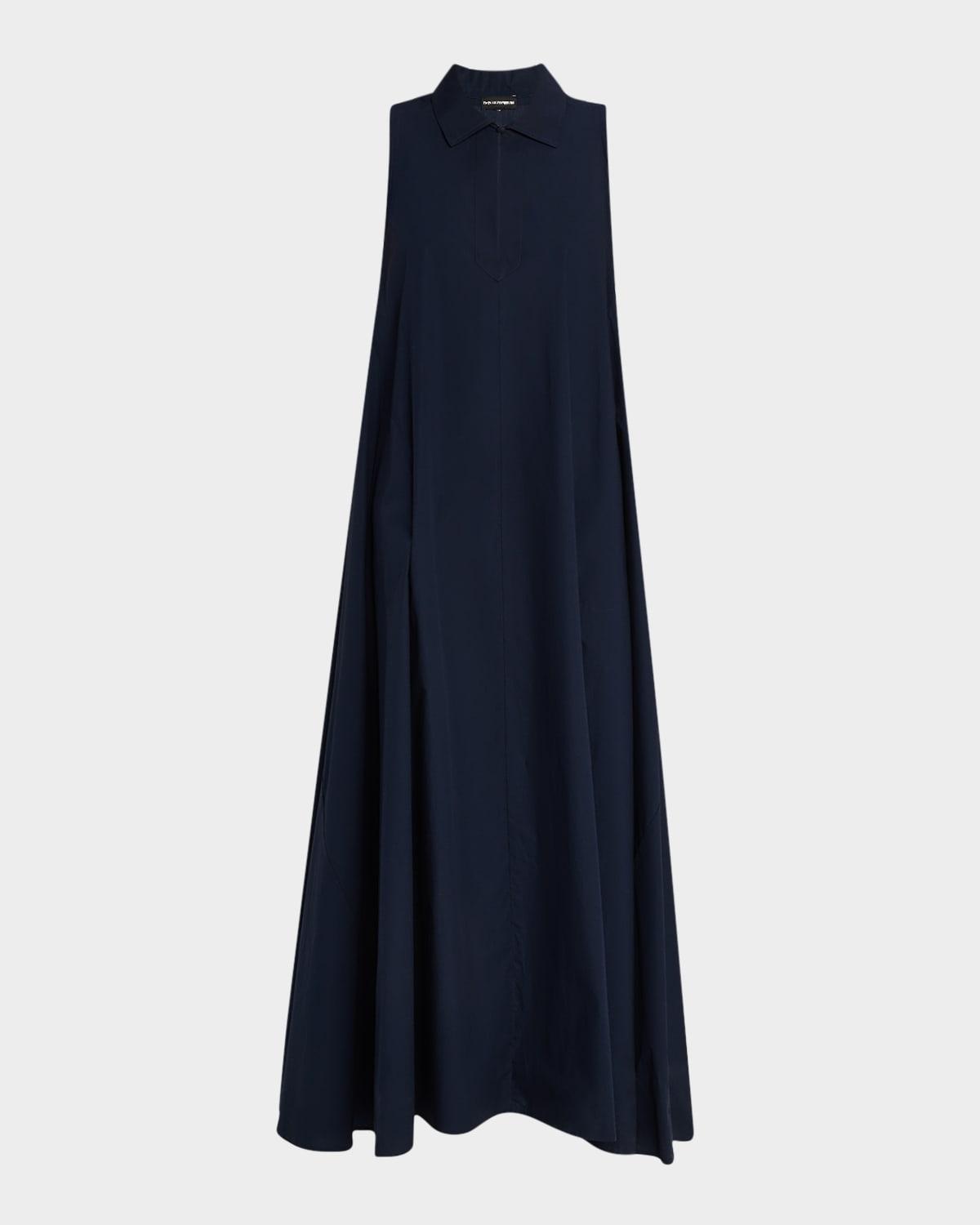 trapeze cotton poplin maxi shirtdress