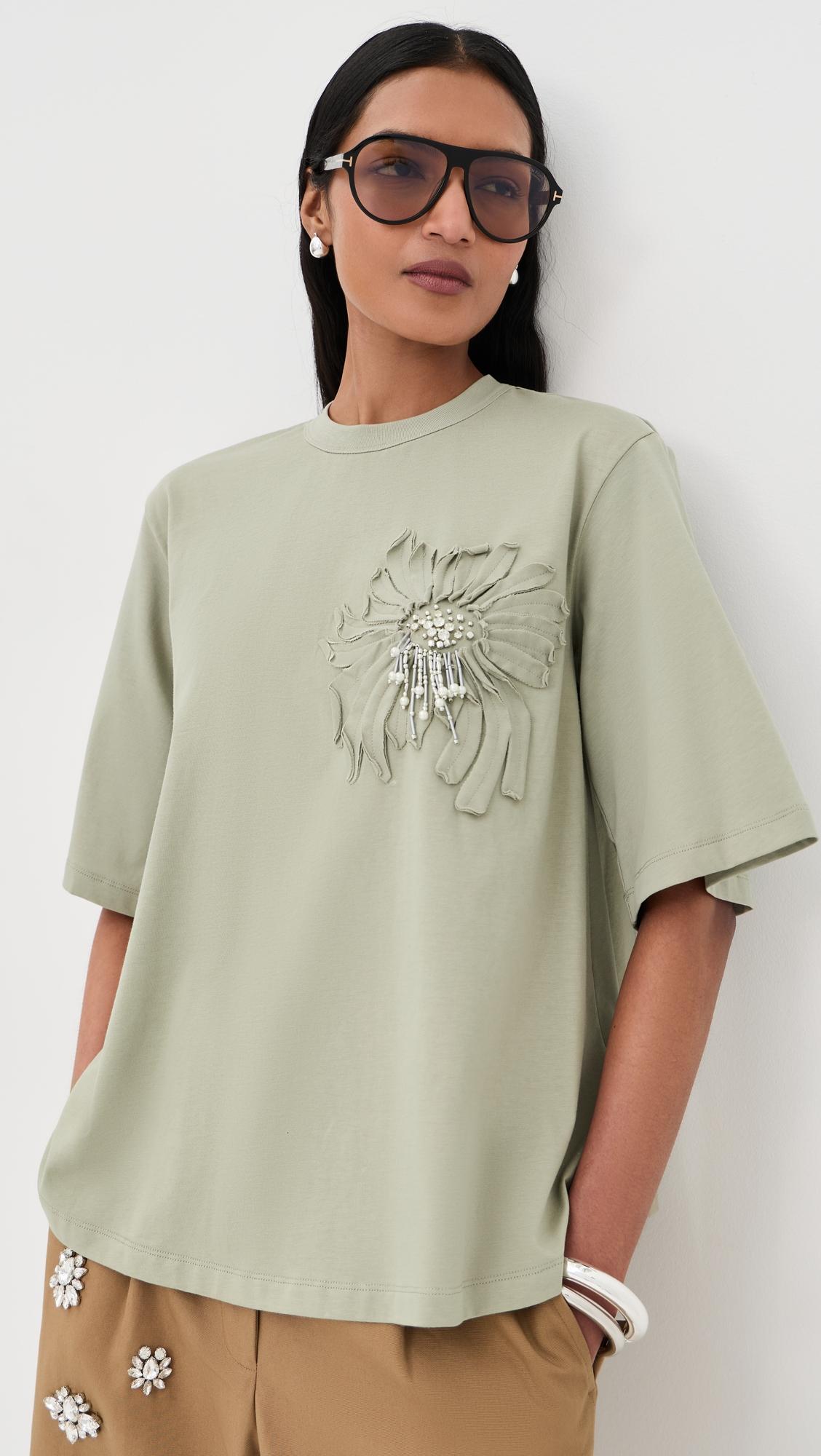 trapeze tee with floral applique