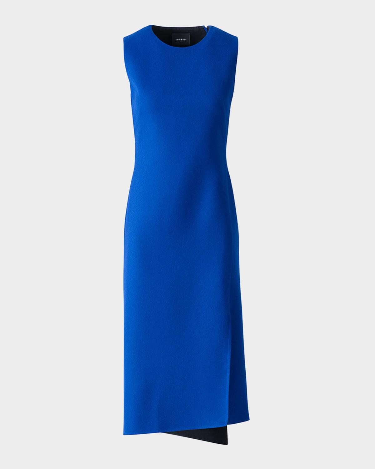 trapezoid panel sleeveless midi dress