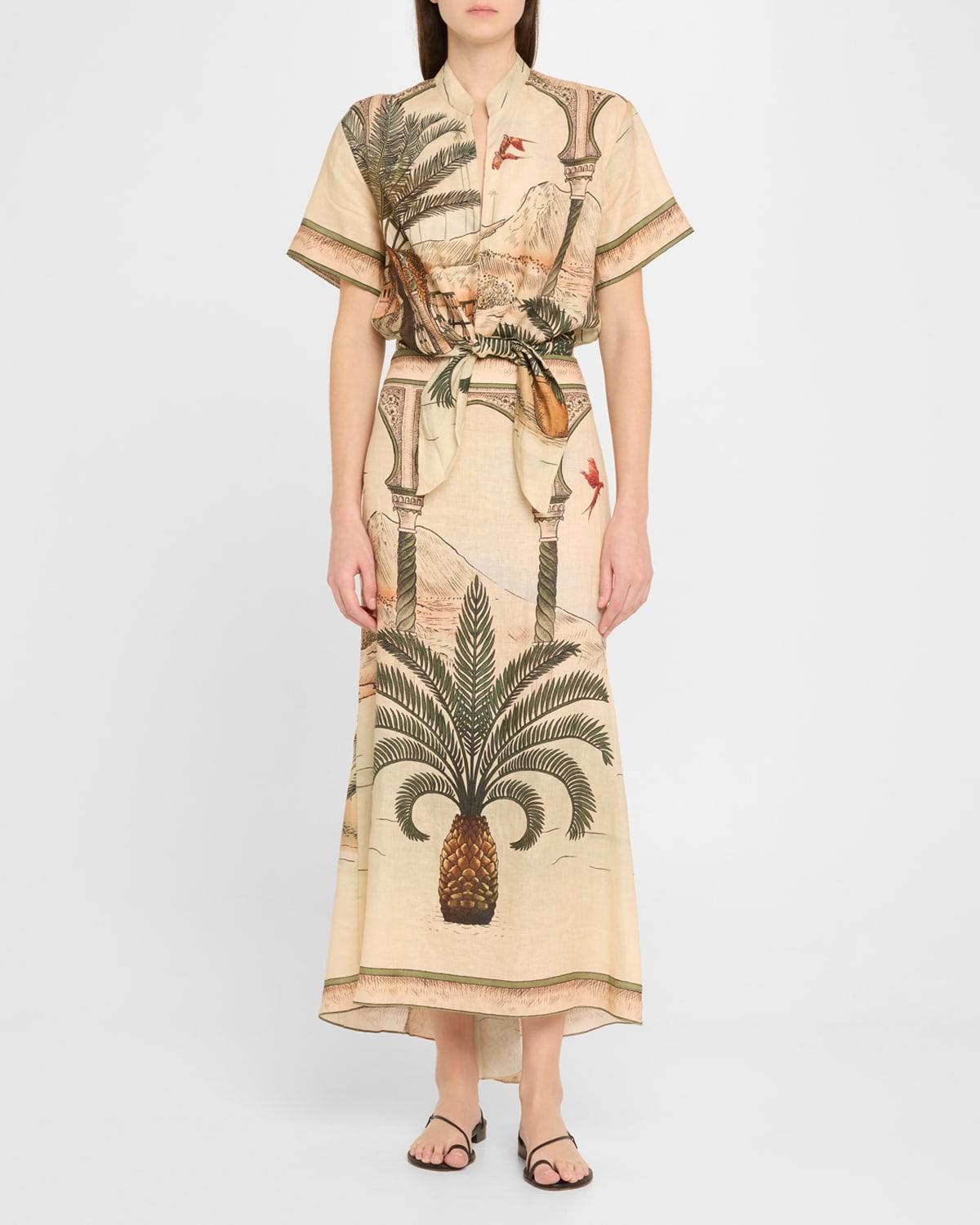 traveling the caribbean cropped shirt with tie front