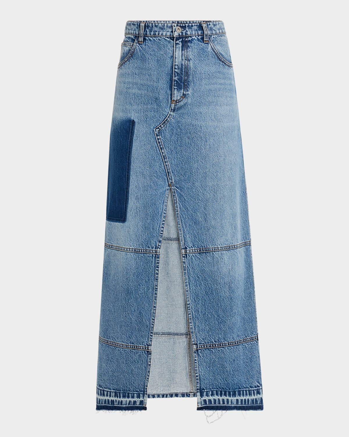 treatment denim midi skirt