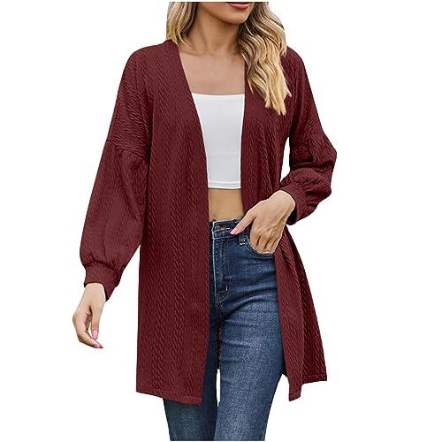 trench coat women, jeans jacket for women, womens winter coats plus size long sleeve cardigan tops casual loose fitting open front fall jackets, wine,x-large
