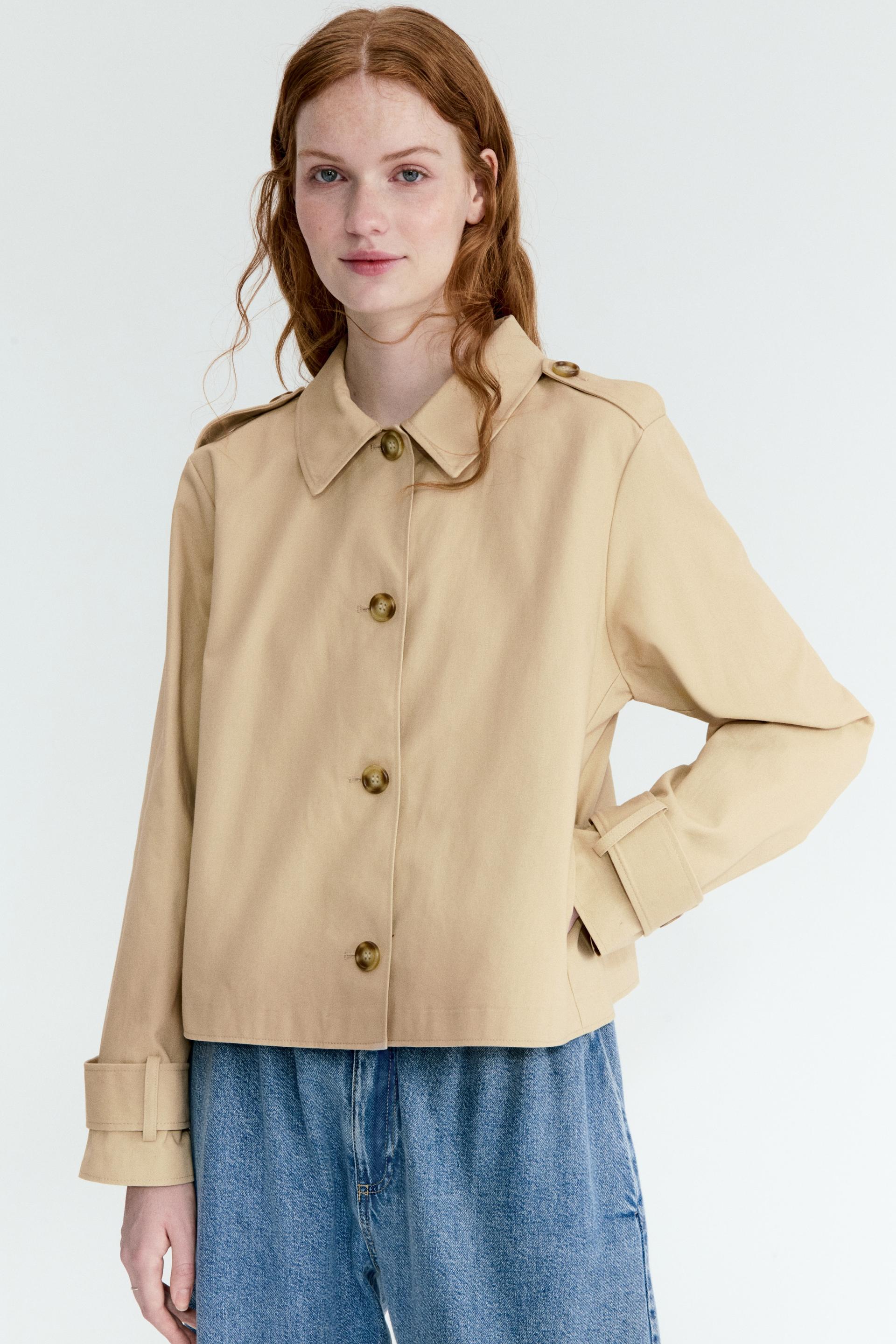 trench-look cotton jacket