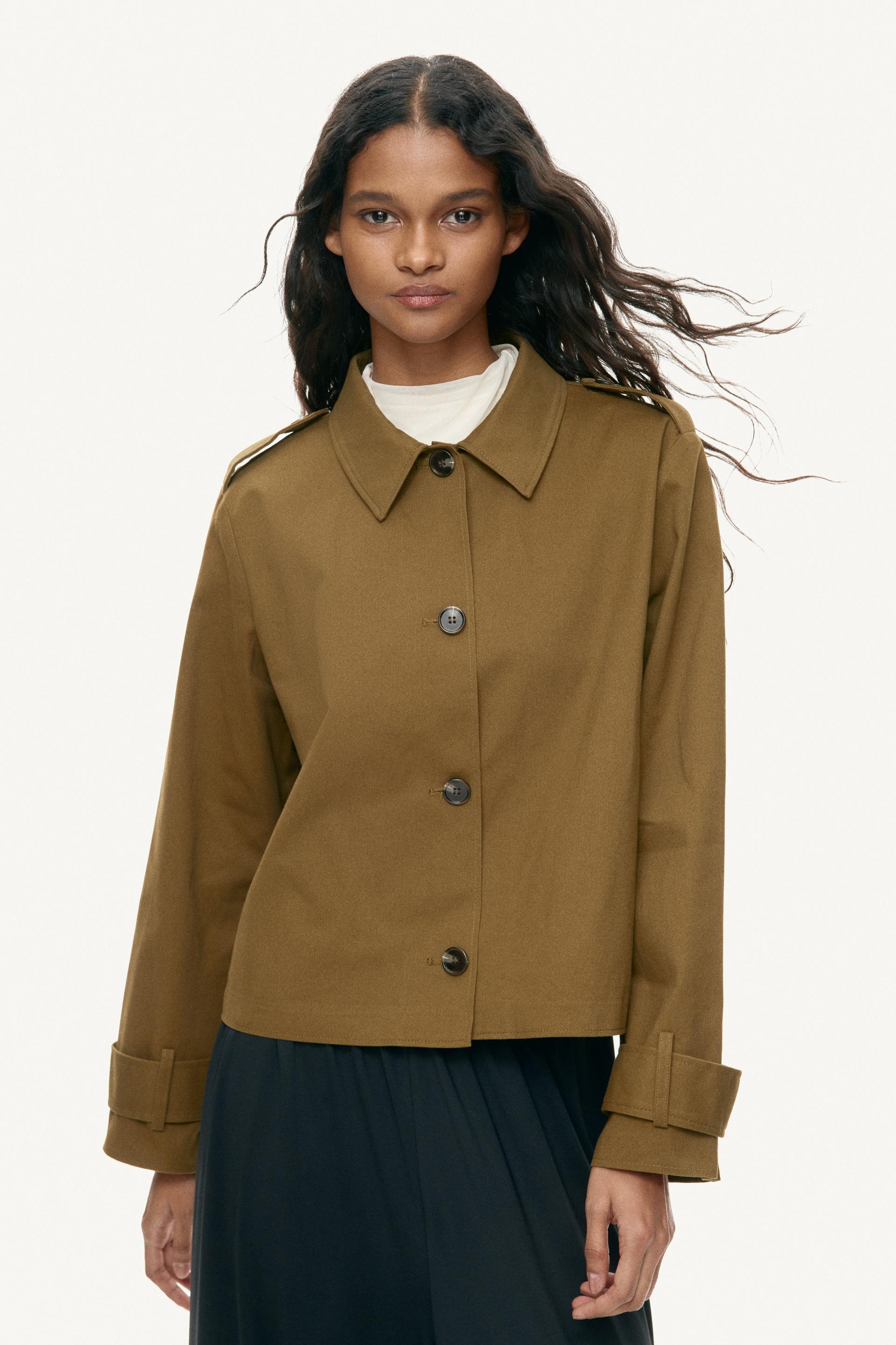 trench-look cotton jacket