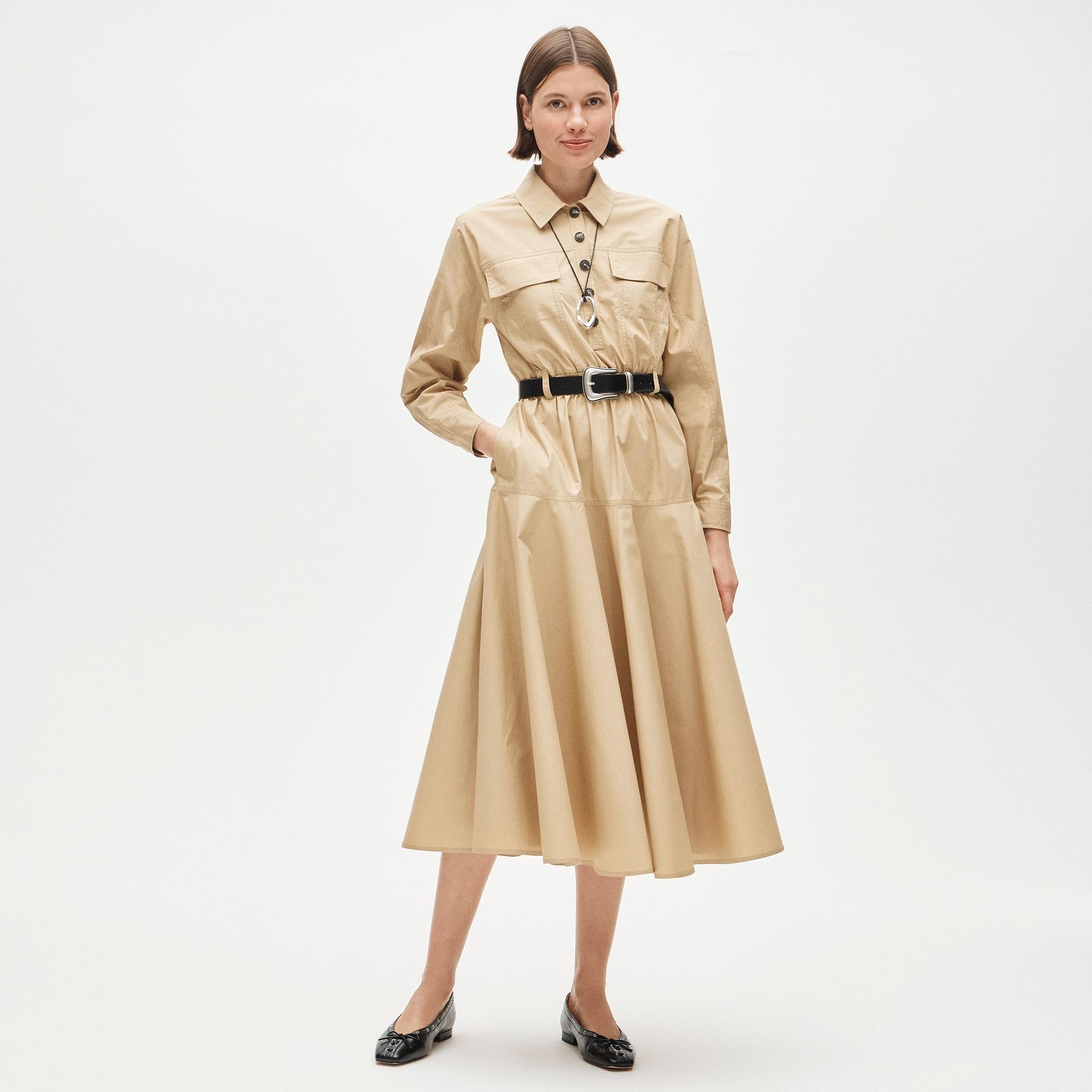 trench shirt-dress in cotton poplin