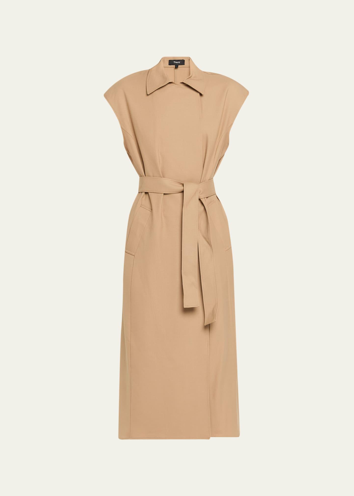 trench-style wool maxi dress