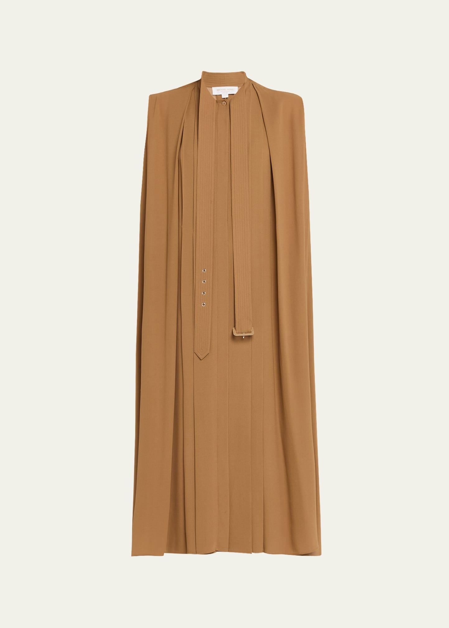 trench-tie georgette shirtdress