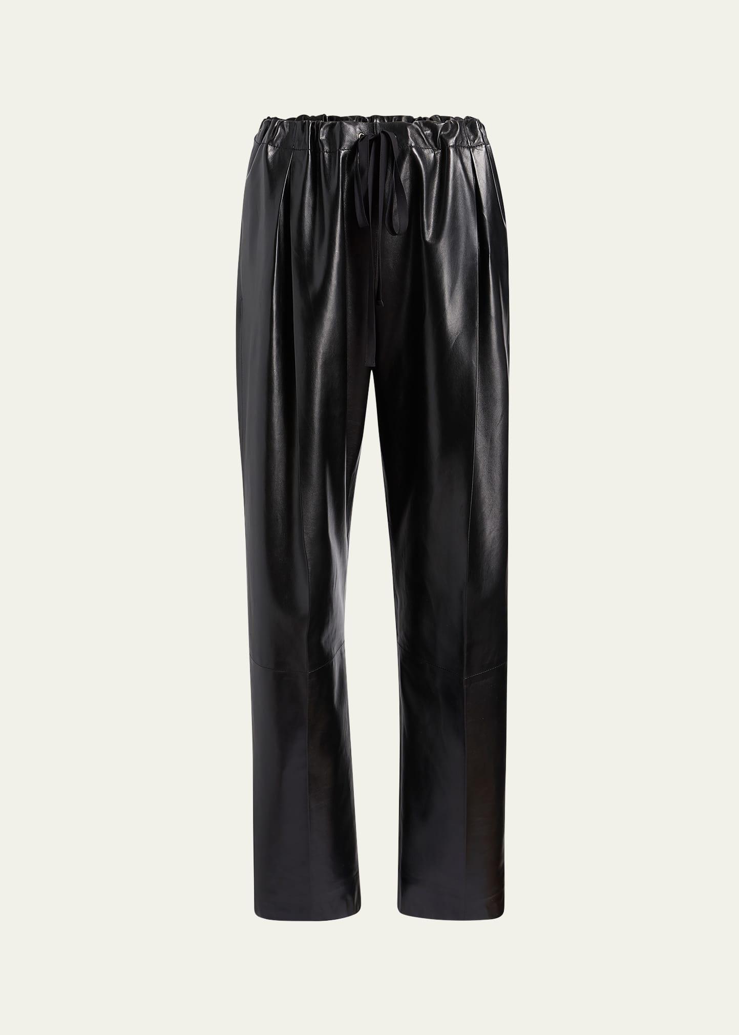 trenton straight drawstring leather pants