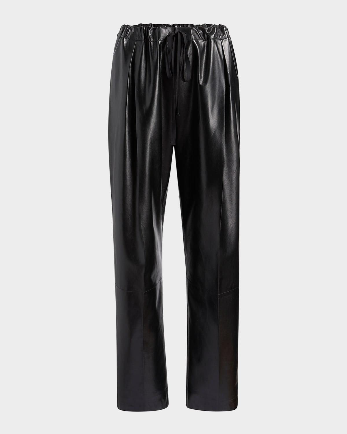 trenton straight drawstring leather pants