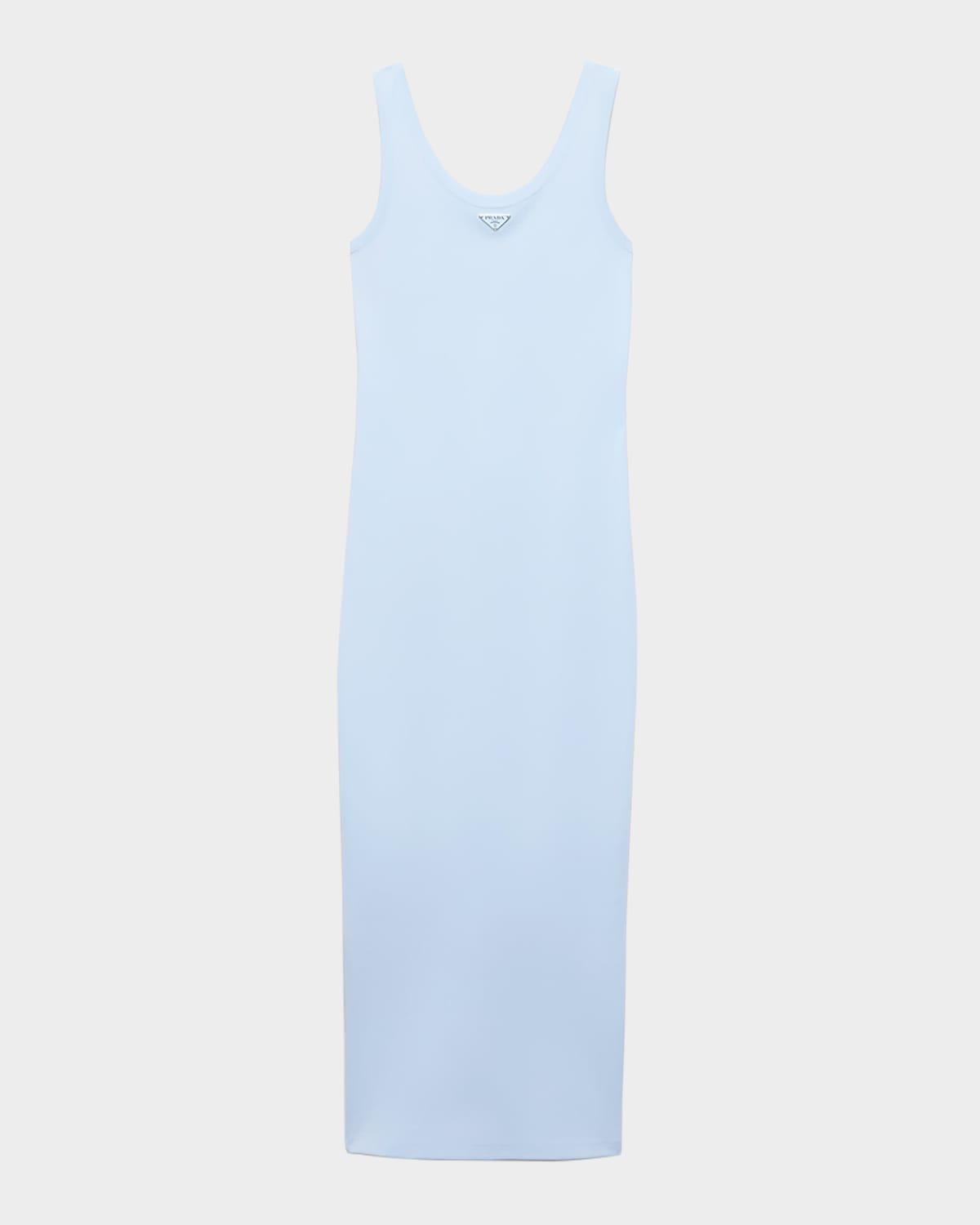 triangle cotton rib knit midi tank dress