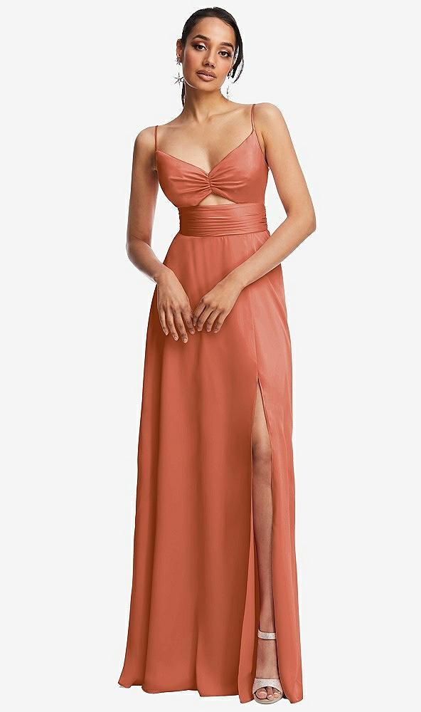 triangle cutout bodice maxi dress with adjustable straps