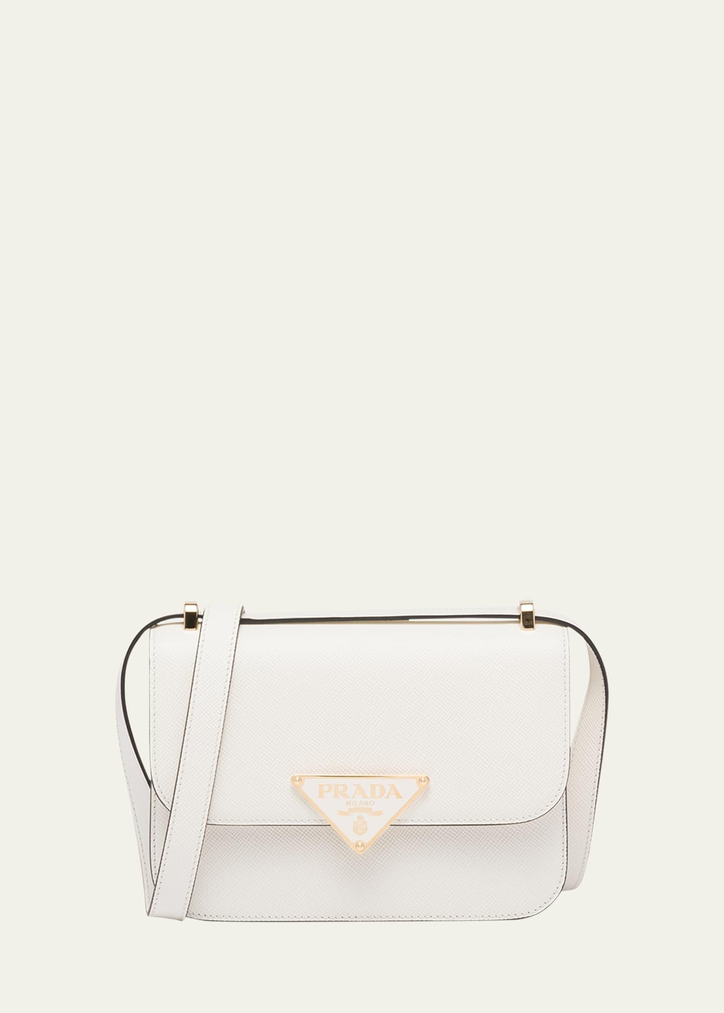 triangle logo flap leather crossbody bag