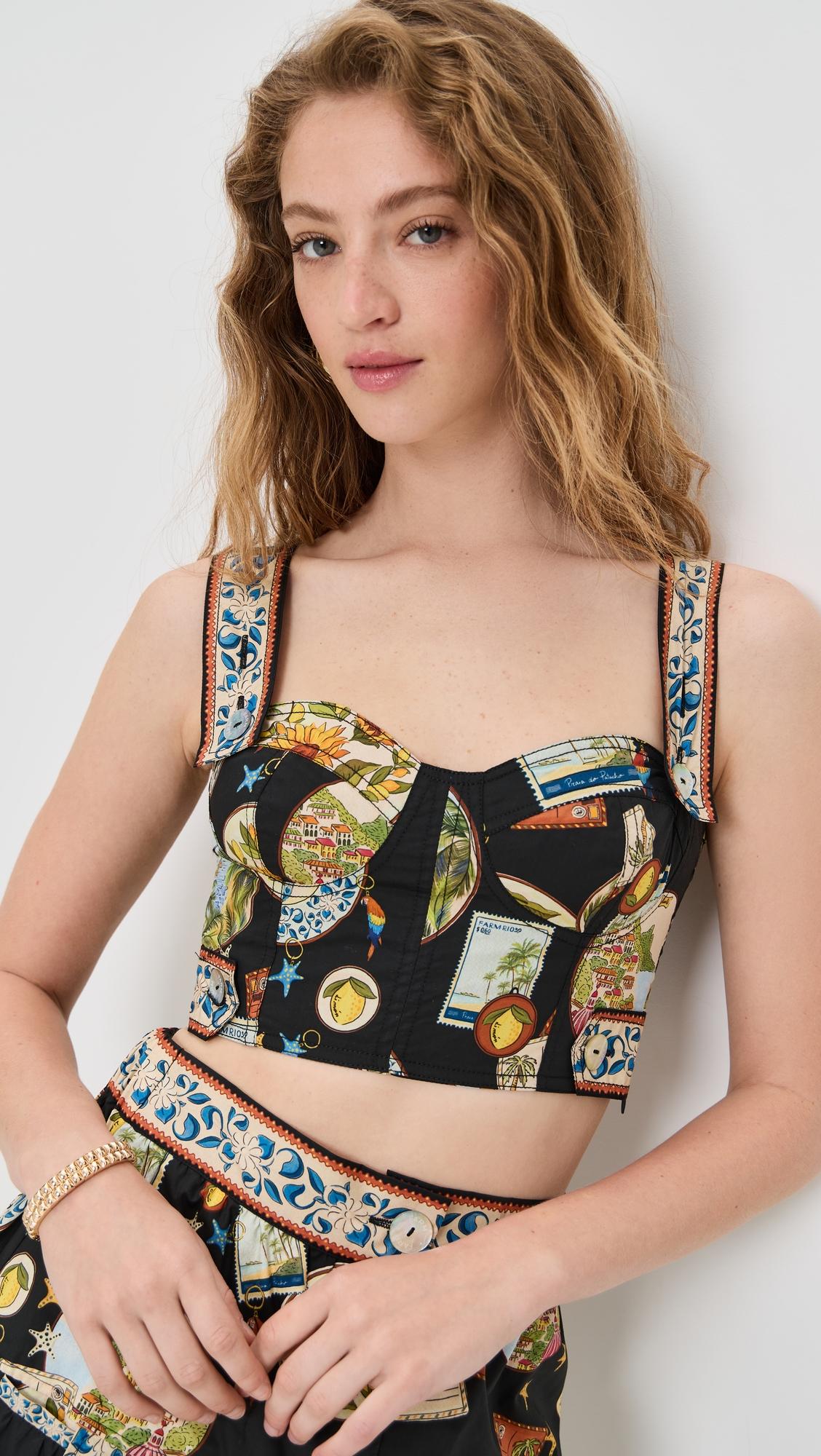 trip souvenir black topstiching lastex top