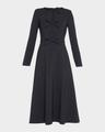 triple bow keyhole-front midi dress