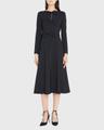 triple bow keyhole-front midi dress