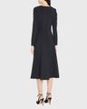 triple bow keyhole-front midi dress
