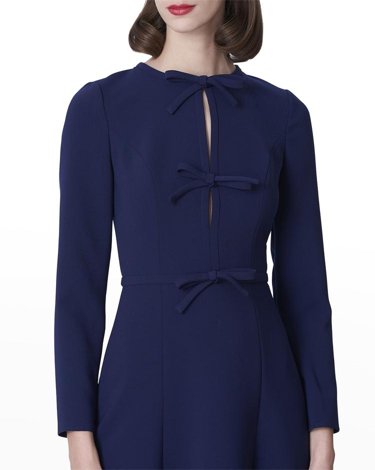 triple bow keyhole-front midi dress