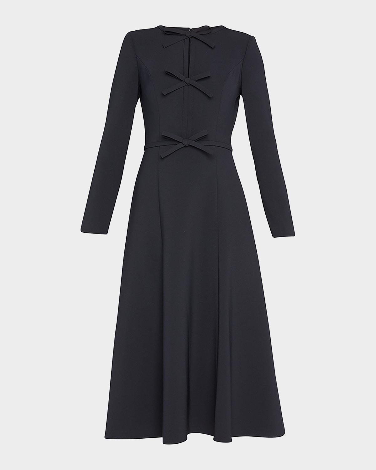 triple bow keyhole-front midi dress