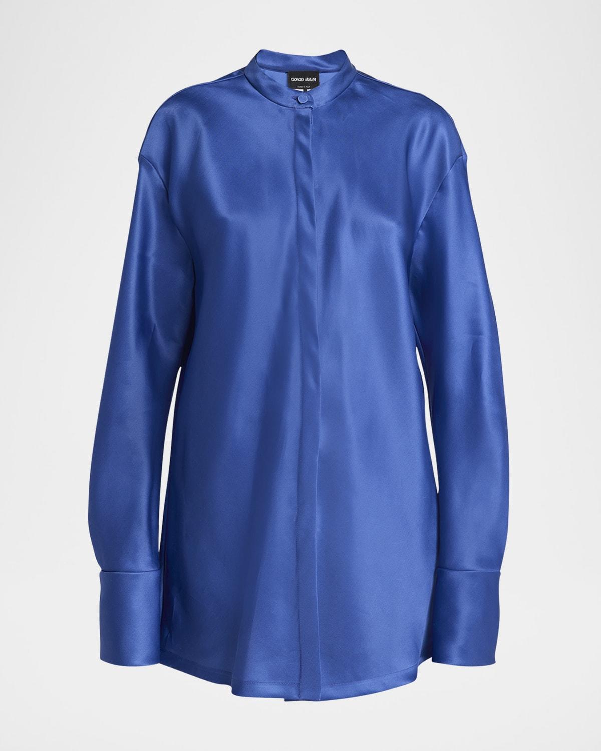 triple silk button-down blouse