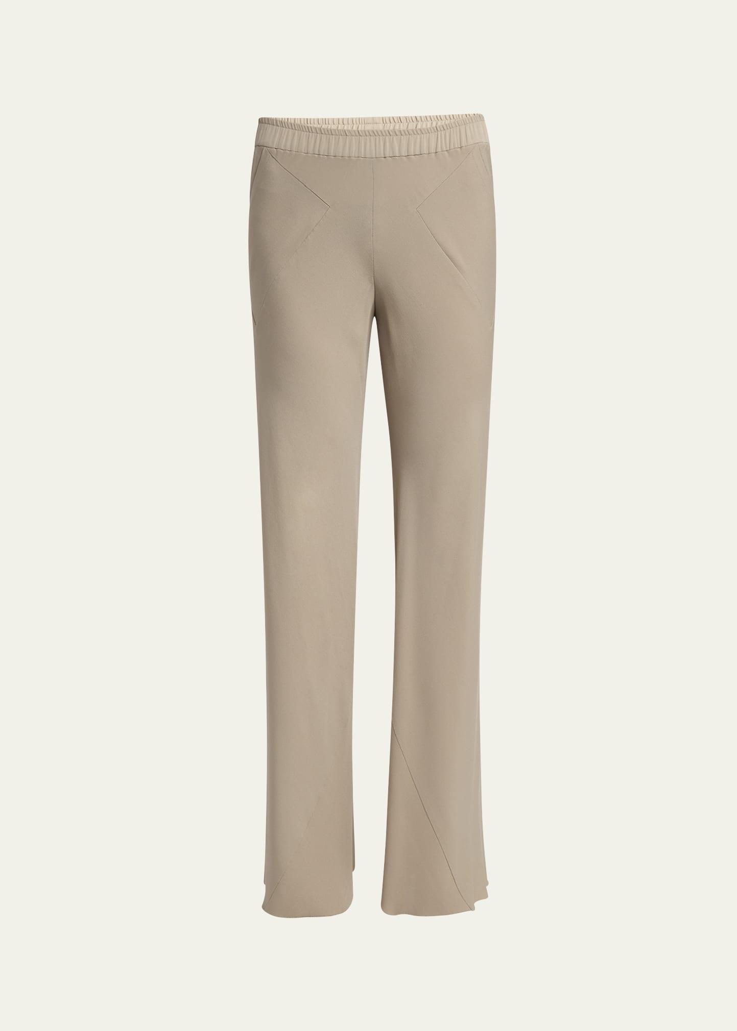 triple silk georgette flat front trousers