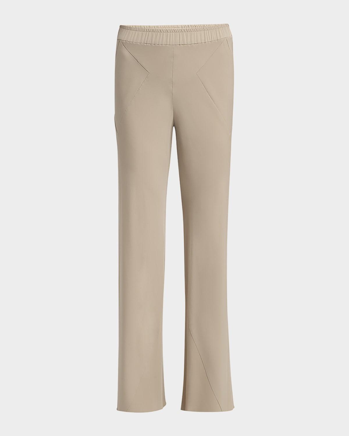 triple silk georgette flat front trousers