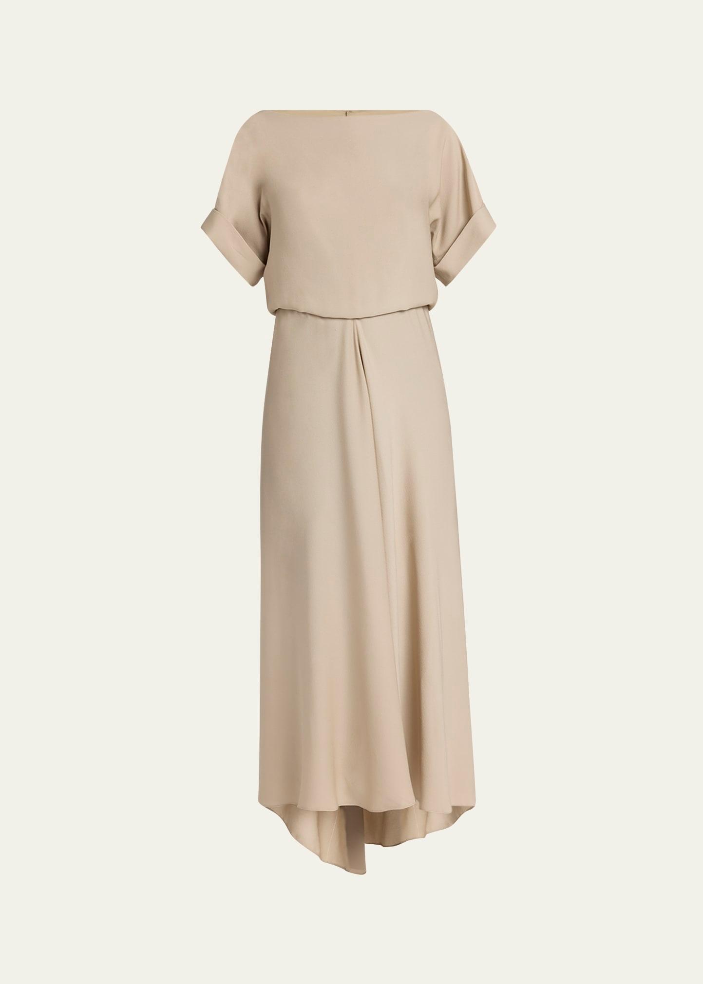 triple silk georgette hi-low gown