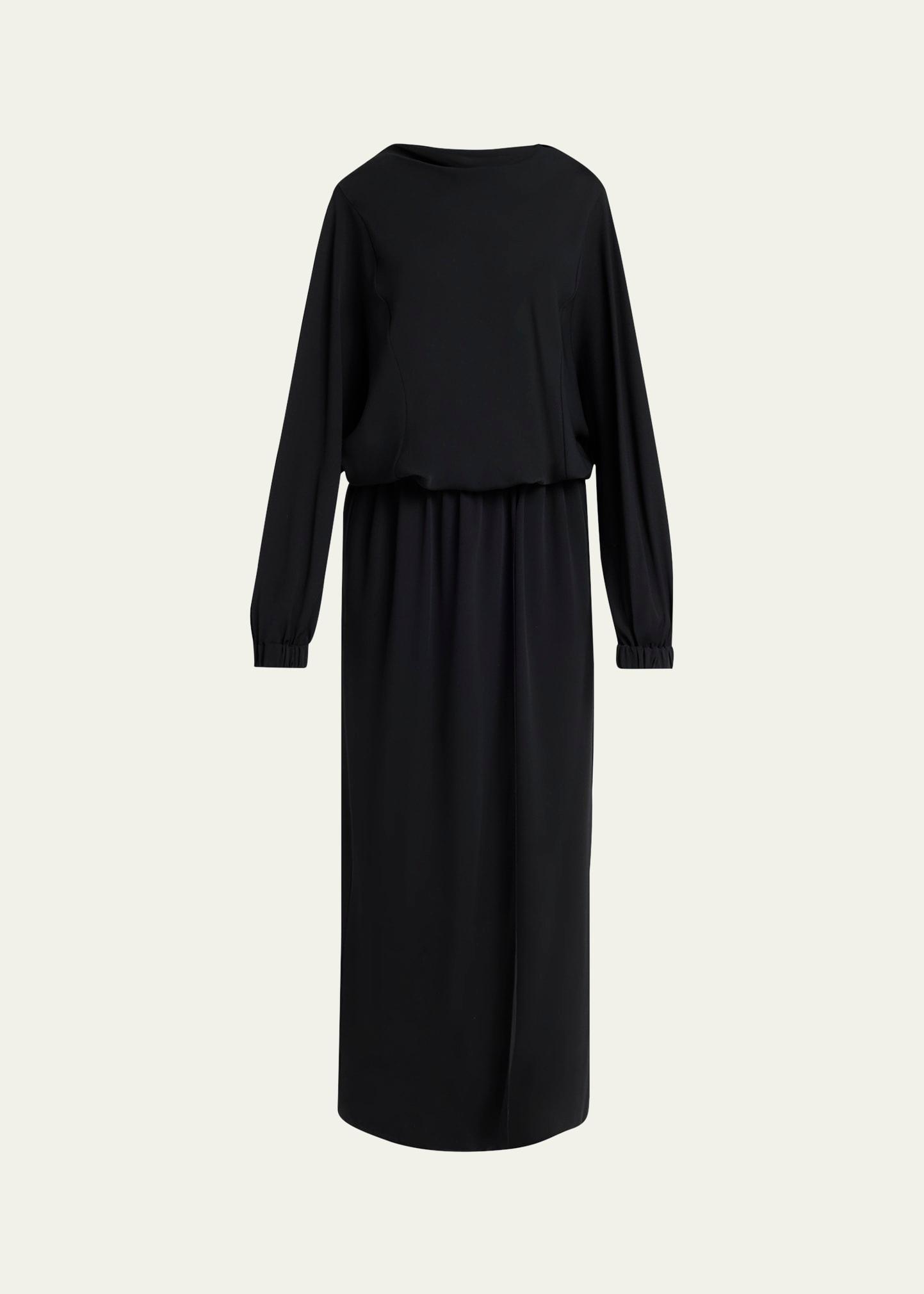 triple silk georgette long sleeve gown