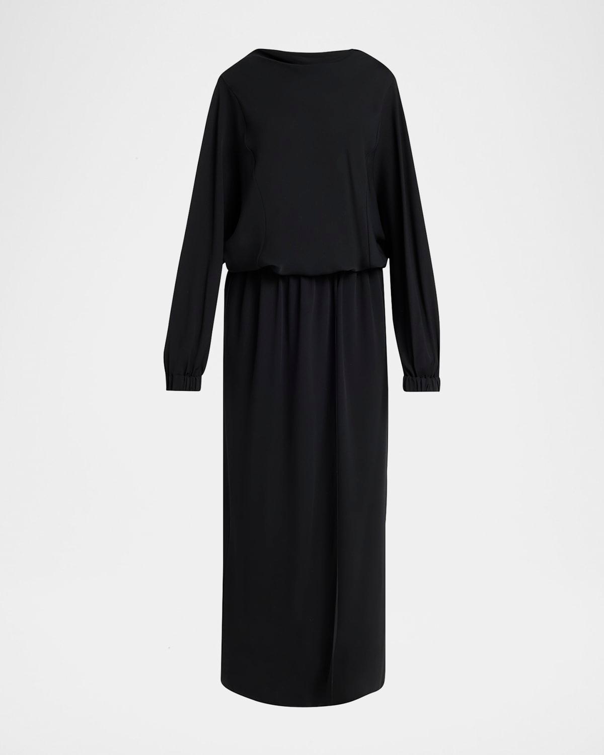 triple silk georgette long sleeve gown