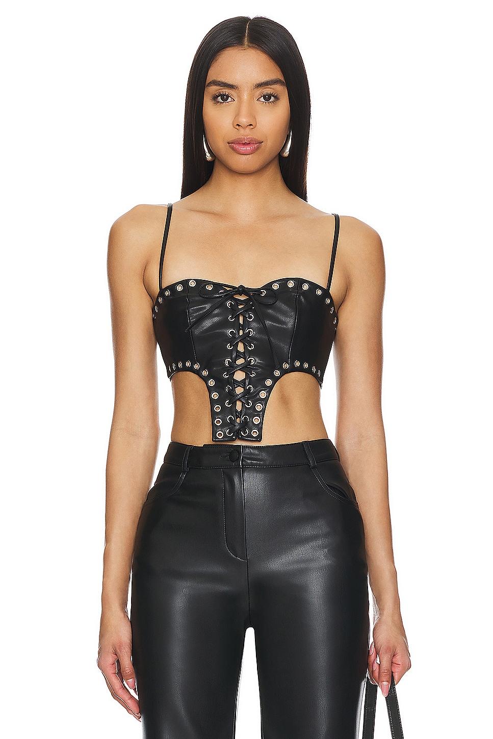 trista faux leather top