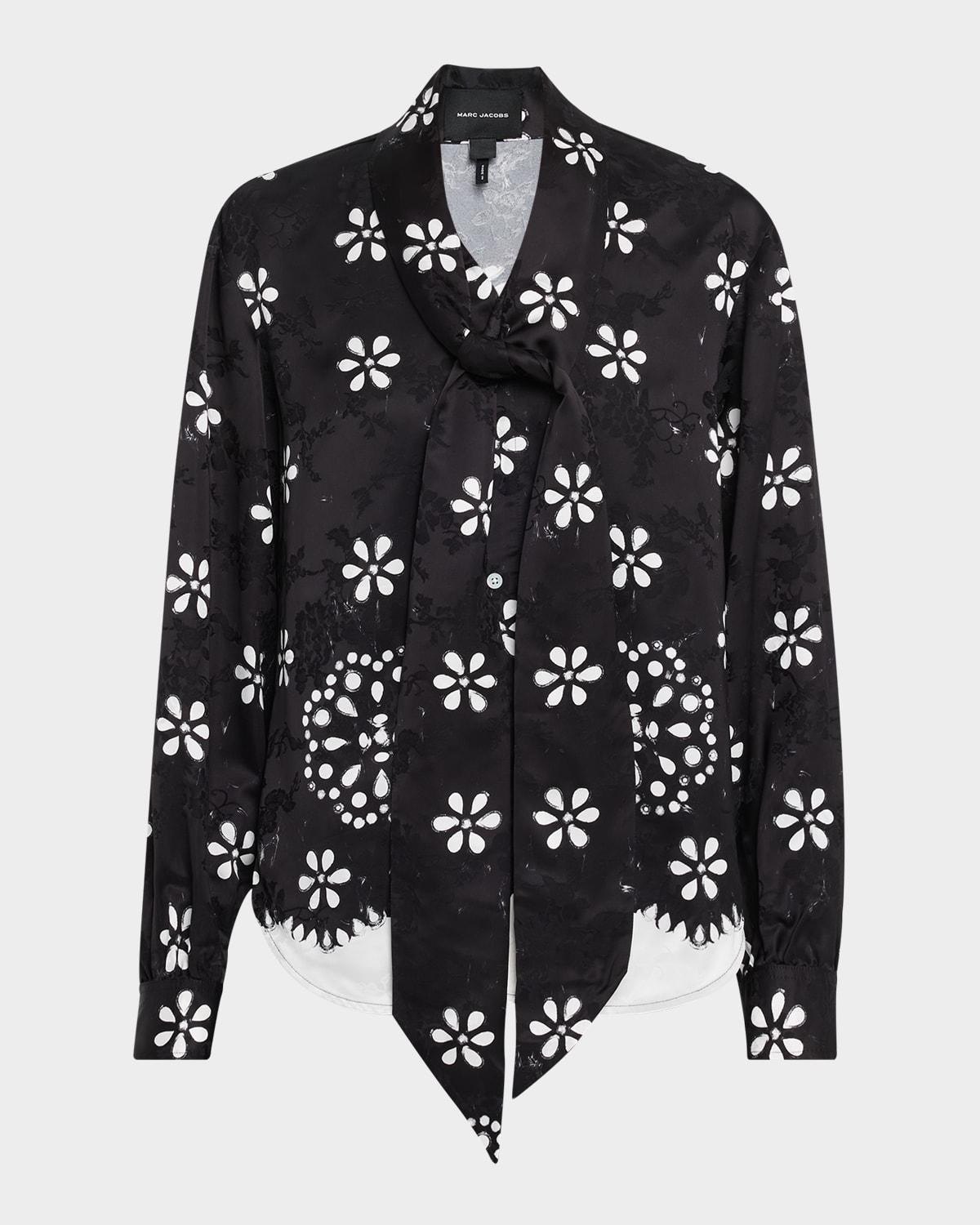 trompe-l'oeil long-sleeve bow blouse