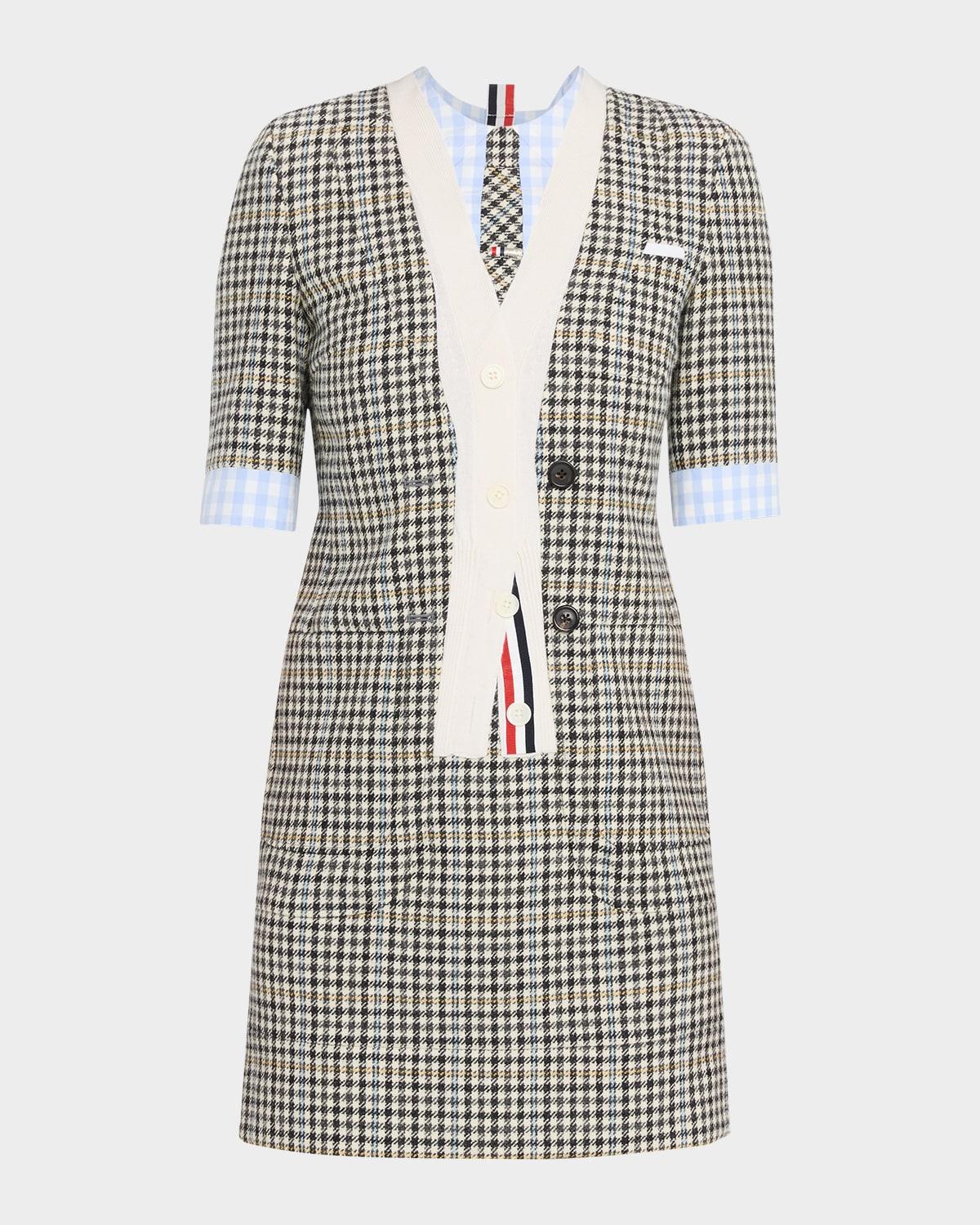 trompe l'oeil short-sleeve mini dress