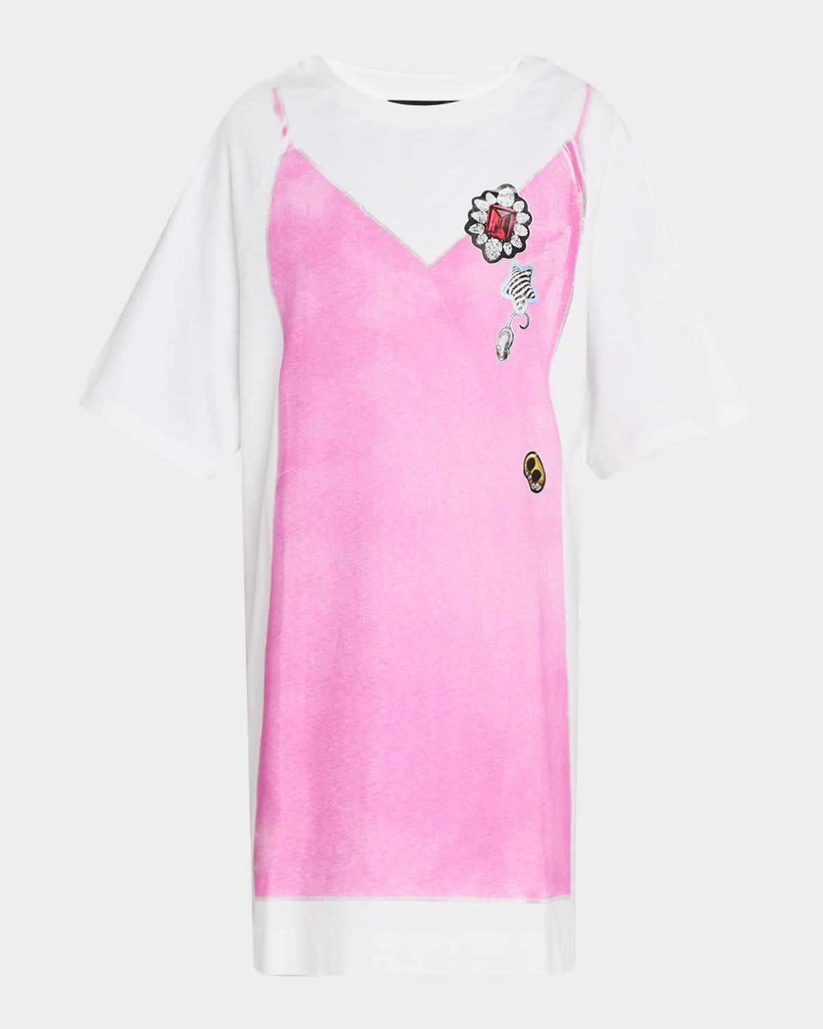 trompe loeil print mini t-shirt dress