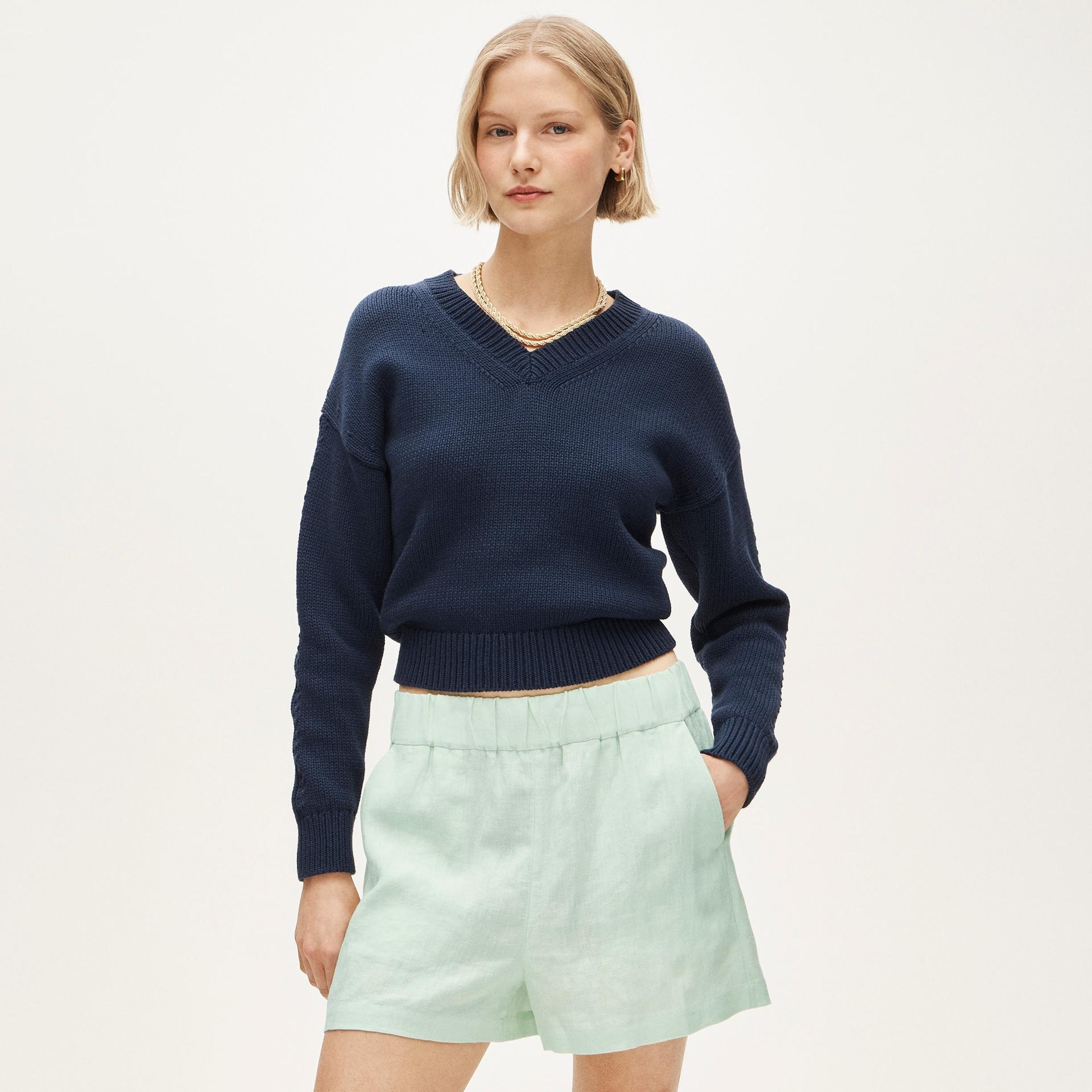 tropez short in linen stripe