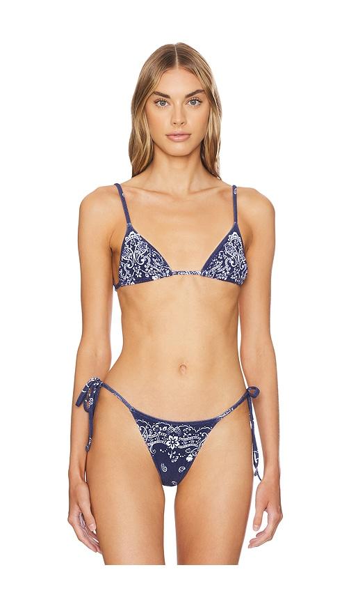 tropic of c equator bikini top in navy.