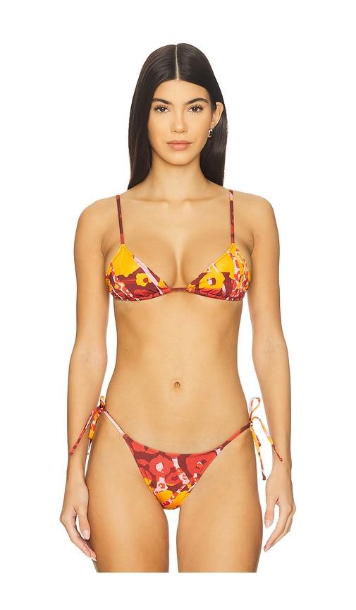 tropic of c equator triangle bikini top in red.