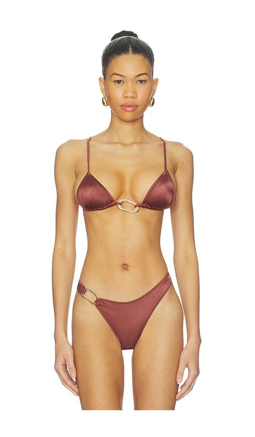 tropic of c ona equator triangle bikini top in cognac.