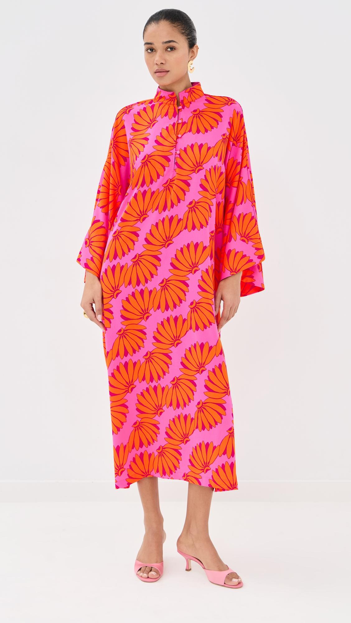tropical leaf maxi caftan