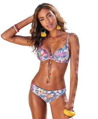 tropical print underwire bikini top bottom
